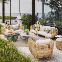 Ensemble de salon de jardin nordique avec table basse, résistant à l'eau, minimaliste, décontracté, en osier, pour maisons d'hôtes, balcons en plein air, villas, salles à manger