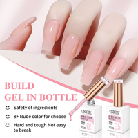 Gel UV de construction Unigel en gros pour salon de manucure en bouteille BIAB 20+ couleurs, couche de finition et de base, gel d'extensions d'ongles pour salon