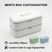 Boîte à bento double couche anti-fuite en PP sans BPA, durable, avec couvercle, personnalisable (couleur et logo), compatible micro-ondes, pour le bureau et les pique-niques