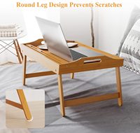 Vente en gros Plateau de lit en bambou pour ordinateur portable Plateau de petit-déjeuner Plateau de lit en bois avec pieds pliables
