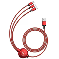 Kabel USB Tuti 3A 1.2m 3 in 1 Kabel Pengisian Cepat Nylon Barid USB a ke Type-C, Kabel Micro USB sebagai Hadiah Kabel Pengisian untuk Ponsel