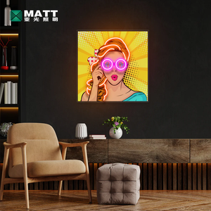 Wow Lady Pop Art LED Sexy Femme Visage Fille Enseigne Au Néon UV Imprimé Bande Dessinée Décoration Murale Lumière Néon Acrylique Oeuvre Idée Cadeau - Product Image 3