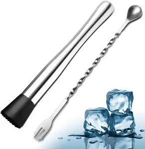Drink Stirrer 10 Inch Stainless Steel Muddler and Mixing Tools Bar Tools Cocktail Muddler