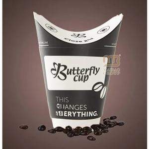 Logo personnalisé 8oz 16oz 20oz PE Pla Frites Barbecue Café Papillon Chips Gobelet en papier avec couvercle rabattable - Product Image 5