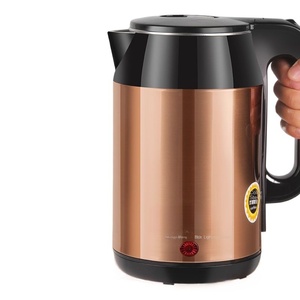 Bouilloire à double paroi 1,8 L Noir et Or en acier inoxydable coloré, avec fonction anti-brûlure, arrêt automatique, protection contre l'ébullition à sec, base rotative à 360°, OEM 1200W - Product Image 1