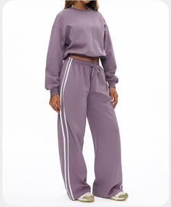 Vêtements de sport de haute qualité pour femmes, ensemble sweat-shirt col rond et pantalon de jogging, débardeur de yoga pour le sport - Product Image 5