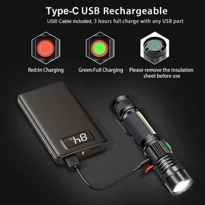 Lampe torche tactique LED 2-en-1 robuste, rechargeable USB-C, longue portée, magnétique, nouvelle collection 2025 – Vente en gros - Product Image 2