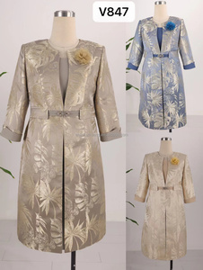 Trajes de Chaqueta Larga de Alta Calidad para Mujer, Moda Africana para Oficina, Vestidos de Iglesia, Tallas Grandes, Conjuntos de 2 Piezas, Vestido y Chaqueta - Product Image 5
