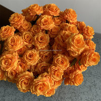 O-4 Nouveau Gros Bouquet de Fleurs Artificielles de Simulation pour Décoration de Mariage Fête, Roses Oranges de Qualité Supérieure