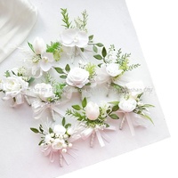 Bunga Sutra Putih Boutonniere Anggrek Mawar Buatan Tulip Corsage Gaya Barat Perayaan Pernikahan Alat Peraga Studio Foto