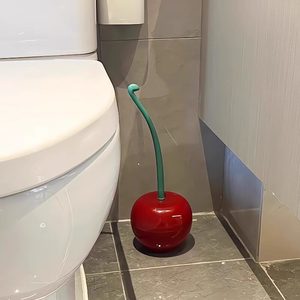 Cherry Toilet <b>Brush</b> Set <b>Round</b> Plastic Freestanding Long Handle For Home Use - Product Image 4