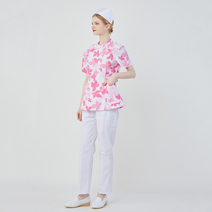 Tenues médicales unisexes en coton imprimé par transfert thermique pour médecins et infirmières, ensembles de blouses et pantalons, uniformes d'hôpital pour personnel, modèle DUI DE 020412 - Product Image 4