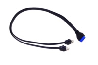 IDC 20 broches USB 3.0 câble de données d'extension vis montage sur panneau vers carte mère femelle à 2 cordons plats séparés cordon