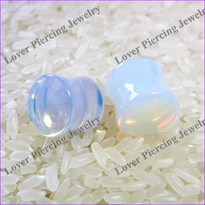 [SE-S663] Schlussverkauf Körper Piercing Schmuck Opalit Stein Ohrstöpsel große Größe Großhandel individuell modischer Stil doppelter Ausgestellter Sattel - Product Image 3