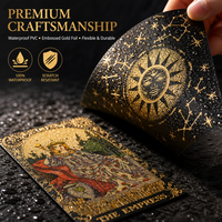 Cartes de tarot personnalisées en gros avec logo OEM, dorure à chaud, jeu de 78 cartes avec boîte, cartes de jeu de société de luxe en PVC imperméable imprimées