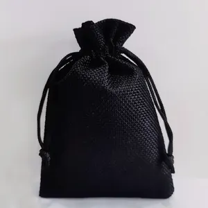 Sacs en toile de jute noire pochettes en lin en gros pour pack de produits de beauté