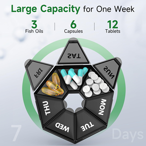 Boîte à pilules ronde en plastique, prix d'usine de gros, organisateur de médicaments AM/PM avec diverses spécifications pour le stockage hebdomadaire - Product Image 2