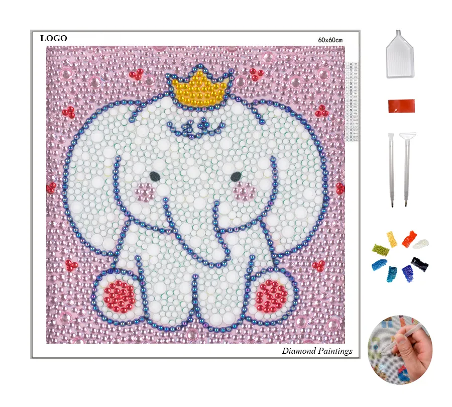 2022 New Design Cute Elephant Cartoon Picture 5d Diy Kids Adult Diamond Painting Kits