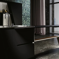 Meuble de cuisine moderne modulaire élégant avec tiroirs à fermeture amortie, éclairage LED intégré, charnière et robinet, garantie 5 ans pour appartement