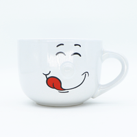 Tasse à soupe en céramique avec expression de visage clignotant, Mug fantaisie en porcelaine à œil bouffé, Tasse géante pour l'approvisionnement commercial et les organisations