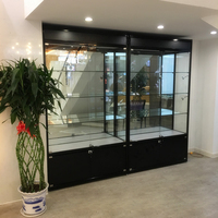 Großhandel Robuste Umweltfreundliche Pulverbeschichtete Glas-Schiebetür-Vitrine für Einzelhandelsgeschäfte mit Vollsicht und LED-Beleuchtung, Rauchglas