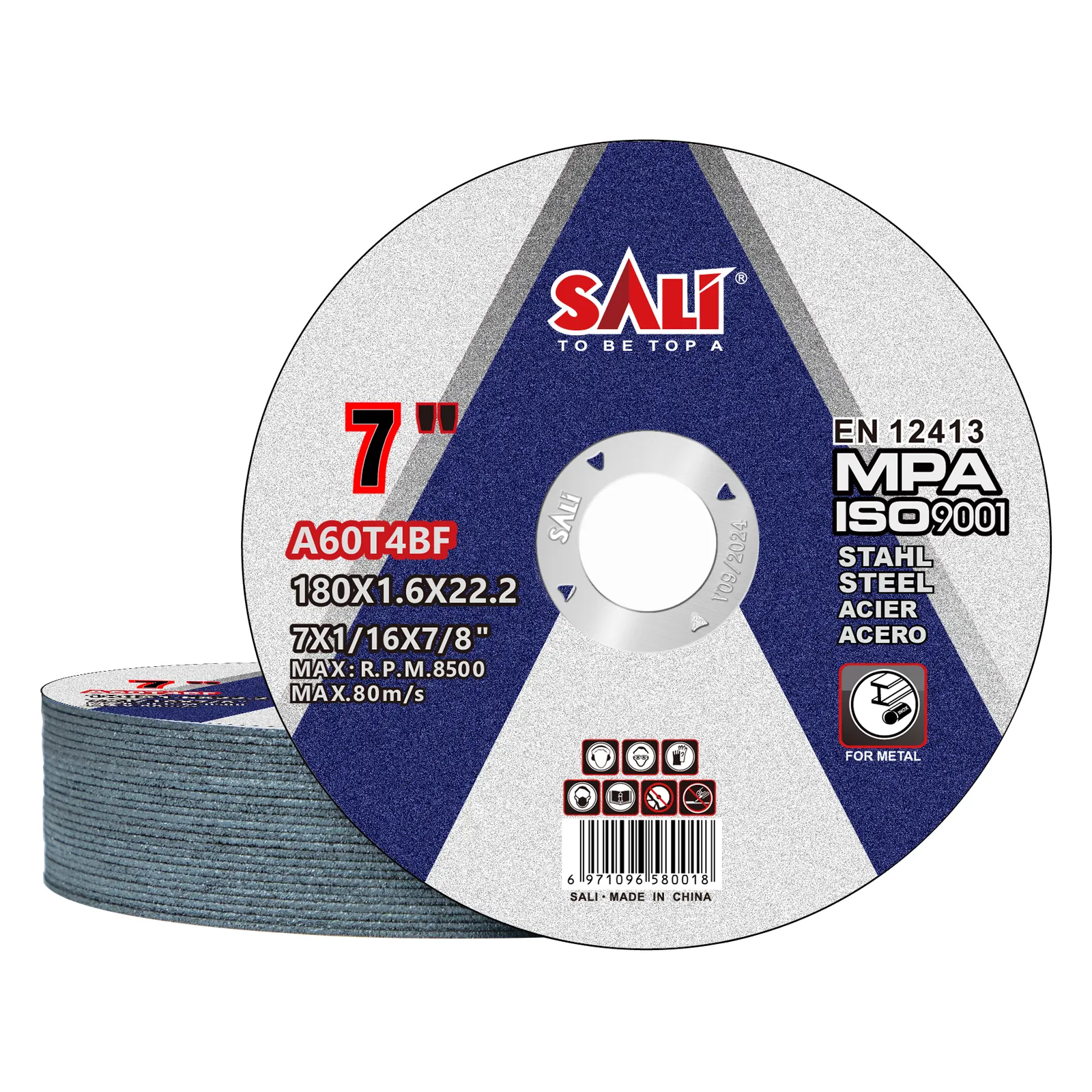 Vendite calde SALI 180*1.6*22.2mm disco da taglio in acciaio da 7 pollici abrasivi OEM personalizzati dischi da taglio in metallo