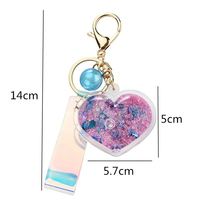 Flottant liquide paillettes coeur amour forme porte-clés paillettes Quicksand porte-clés voiture sac bibelot pendentif pour femmes acrylique porte-clés
