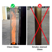 Réchaud de terrasse portable en acier inoxydable à granulés de bois, allumage rapide, flamme puissante, tube en verre, type fusée, pour jardin et cour intérieurs chaleureux