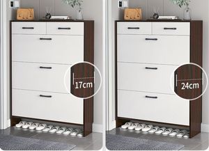 Ultra <b>Thin</b> Shoe Storage <b>Cabinet</b> Modern Space Saving Artificial Board Wooden Shoe Rack for Apartment Living Room - Product Image 5