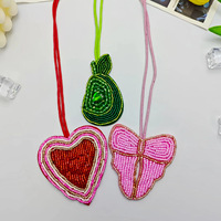 RTS-6 Nouveaux accessoires de sac DIY : Pendentif de sac à main et lanière, avec motifs de cocotier, de gourde et d'amour, perles faites à la main et autocollants en tissu chinois brodés