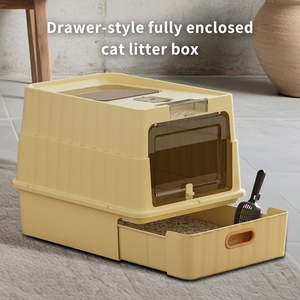 Caja de Arena para Gatos Cuadrada de Plástico PP, Extra Grande, Totalmente Cerrada, Desodorante, Esterilización, Anti-Salpicaduras, Cajón para Mascotas - Product Image 4