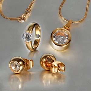 Wollet top selling stainless steel rose gold plated jewelry sets