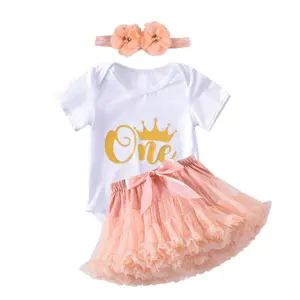 Popular newborn baby girls first birthday dress tutu sets girls tutu clothes outfits 1st birthday tutu dress 1year for babies