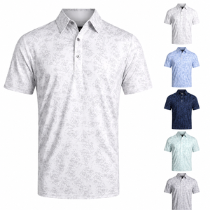 Polo de Manga Corta para Hombre con Estampado de Hojas, Elástico en 4 Direcciones, Absorbente de Sudor, Color Resistente, Diseño Personalizado OEM ODM - Product Image 1