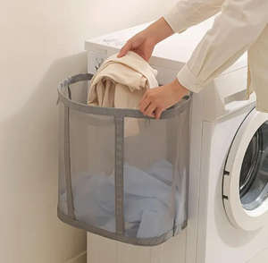 Large Capacity Nylon Mesh <b>Laundry</b> <b>Basket</b> Folding Portable Dirty Clothes Organizer - Product Image 3