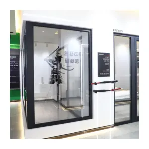 Modern Design Beautiful Fashion Black Aluminum Frame Hotel Tempered Glass Entrance Door