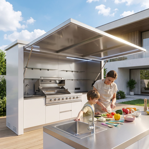 <span class=keywords><strong>Abri</strong></span> modulaire résistant aux intempéries avec barbecue et évier, cuisine extérieure - Product Image 1