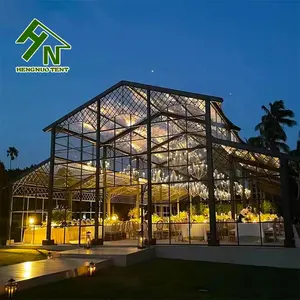 Luxury Clear Glass Wall Black Frame Marquee Event Wedding Trade Show Exhibition Banquet Atrium Tent For 200 500 1000 People