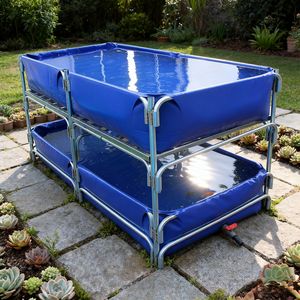 Réservoir de poissons rond polyvalent avec cadre de tuyau, pour l'aquaponie, l'écloserie de poissons et les étangs d'exposition - Product Image 2