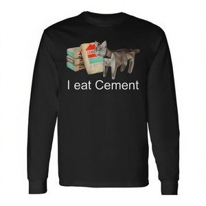 Camiseta de manga larga con diseño de meme de internet: I Eat Cement Cat Meme - Product Image 3