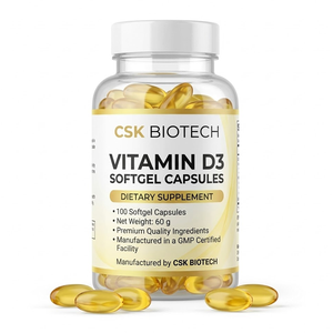 Cápsulas de Vitaminas OEM de Fábrica, Suplemento de Vitamina D3, Ayuda con las Deficiencias de Vitamina <span class=keywords><strong>D</strong></span>, 60 Cápsulas Vegetales de Gel Suave - Product Image 1