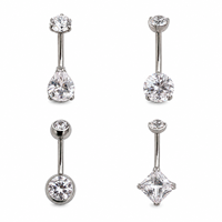 Anneaux de nombril en titane G23 ASTM F136 avec zircon CZ en forme de goutte d'eau, rond, princesse, piercing de nombril, bijoux pour le corps pour femmes, hypoallergéniques