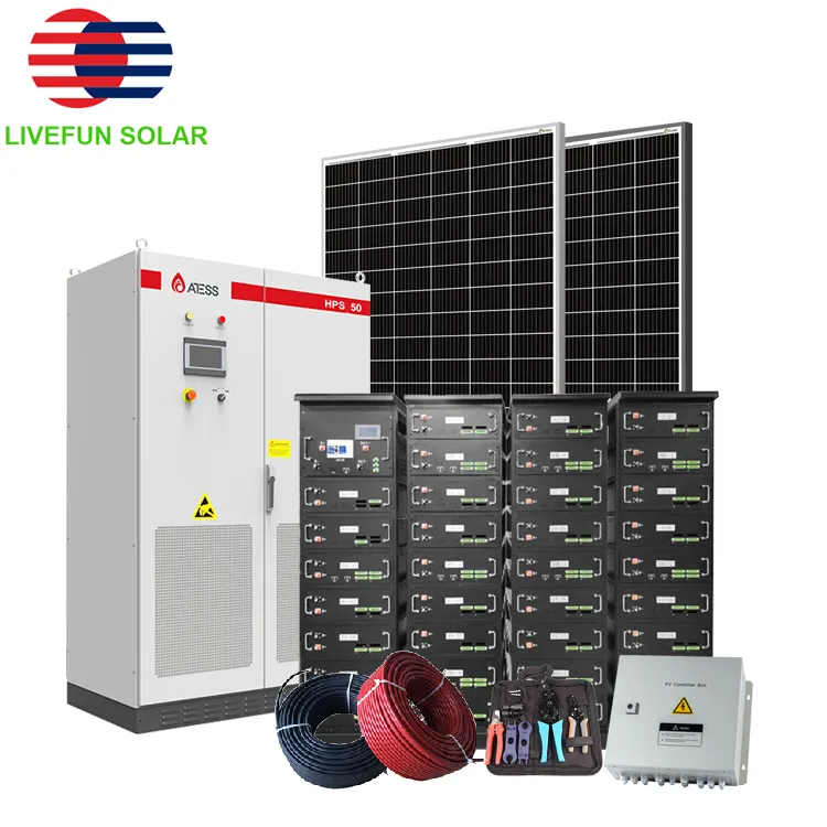 अक्षय संसाधन सौर पावर स्टेशन 100KW औद्योगिक और वाणिज्यिक सौर ऊर्जा प्रणाली 50KW