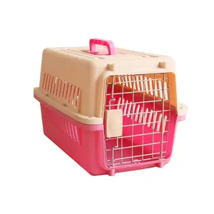 Groothandel Verkeersvlieger Lade Plastic Kat Doos Luxe Grote Kennel Op Wiel Zwart Pet Travel Carrier Kooi Tall Zware Hond krat