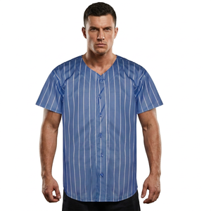 Maillot de baseball unisexe col en V manches courtes en polyester anti-humidité coupe classique pour adulte avec boutons toutes saisons - Product Image 2