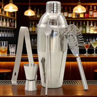 Ensemble de bar en acier inoxydable, shakers et mélangeurs à cocktails de luxe, kit de bar à domicile avec accessoires en bambou, glaçons réutilisables pour la préparation de cocktails