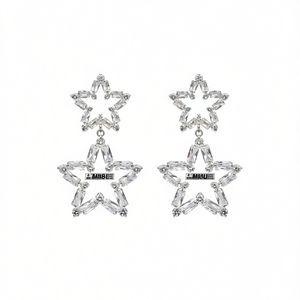 Orecchini Pendenti MiaB Star in Oro Bianco con Cristalli e Strass, Gioielli di Lusso da Donna per Feste - Product Image 1