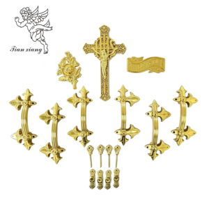 H9001 Juego <span class=keywords><strong>de</strong></span> herrajes dorados para ataúd, manijas para ataúd, decoración conmemorativa, artículos funerarios, <span class=keywords><strong>precio</strong></span> <span class=keywords><strong>de</strong></span> fábrica al por mayor - Product Image 4
