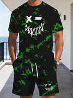 T-shirt décontracté pour homme à col rond et manches courtes, style vintage vieilli, motif imprimé numérique 3D, en terylène respirant 350g-400g
