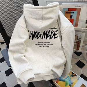 Felpa con cappuccio in cotone pesante di marca alla moda in stile americano, da uomo e da <span class=keywords><strong>donna</strong></span>, autunno inverno, nuova con motivo a cuore, foderata in pile, vestibilità ampia - Product Image 3